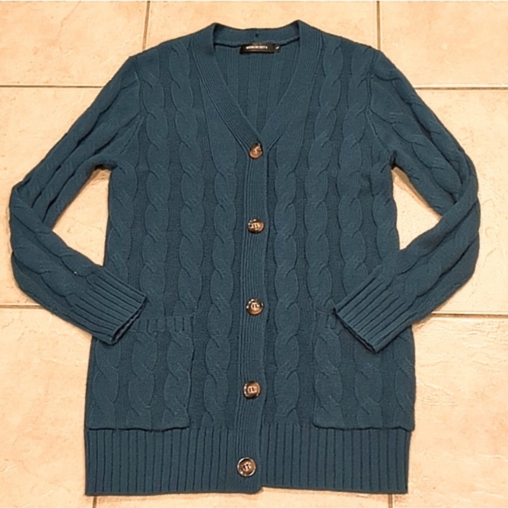 Merokeety Blue Cable Knit Cardigan Size Large